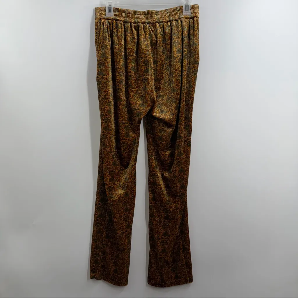 Molly Bracken Velvet Floral Pants Women M High Rise pleated Boho rust trousers - Image 4