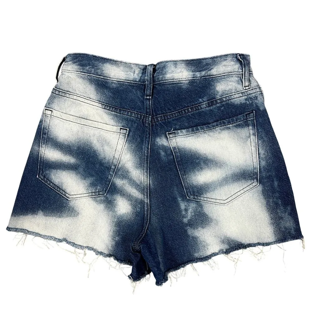 Pacsun High Rise Vintage Jean Shorts Womens Sz 26" Bleach Dye Raw Hem Boho Jorts - Image 2