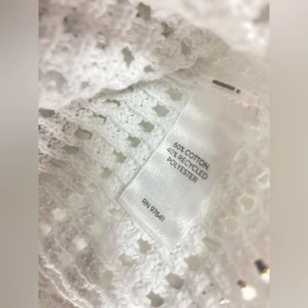 J. Jill Women’s M Petite White Button Front Cotton Blend Open Knit Cardigan Size undefined - Image 6