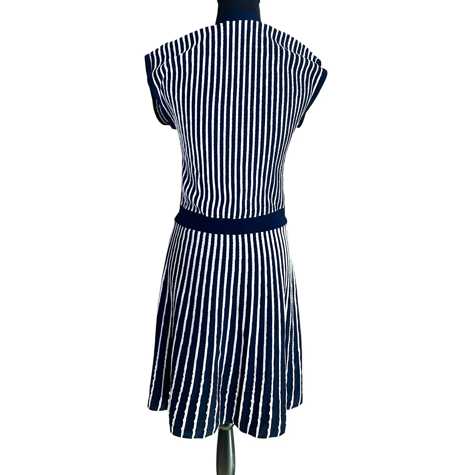 Christy Lynn Blue White Stripe Knit Dress LARGE Preppy Work Career Designer $475 - Image 10