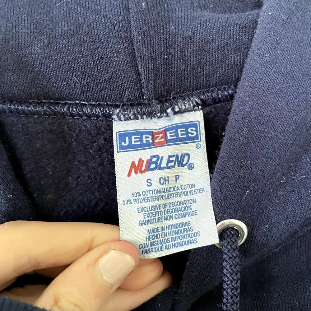 Until the Whole World Hears dark navy blue hooded sweater hoodie fleece cotton - Image 4