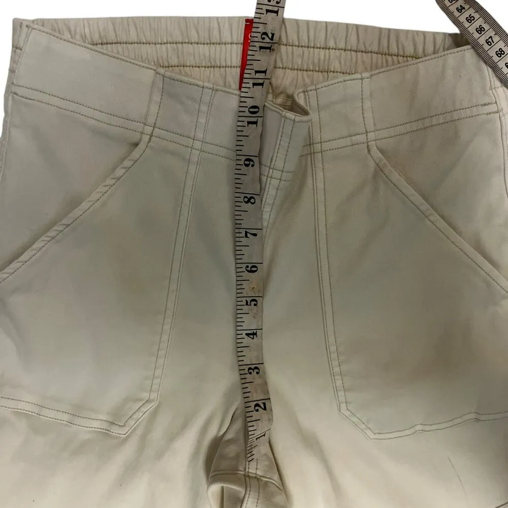 Spanx Women's Stretch Twill Cargo Joggers Cream Size Medium - Image 9