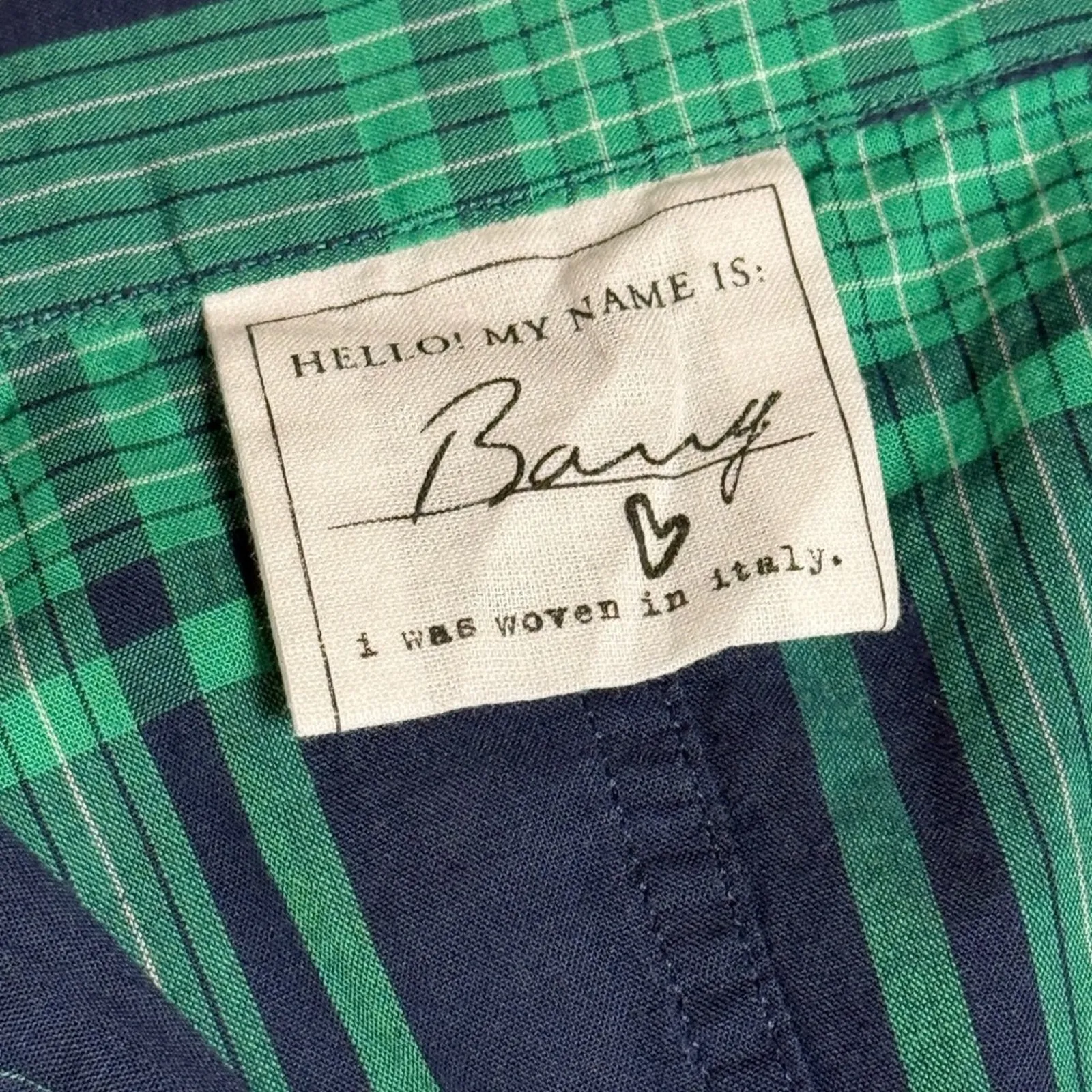 Frank & Eileen Barry Tailored Button Up Jade Navy Plaid Shirt Size XS - Image 10