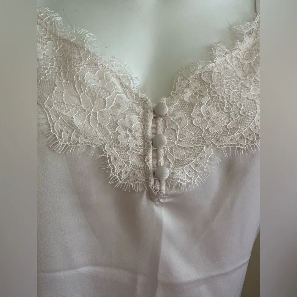 NWT White/SoftPink Chemises Lace Sheer 3 Fabric Butt… - Image 4