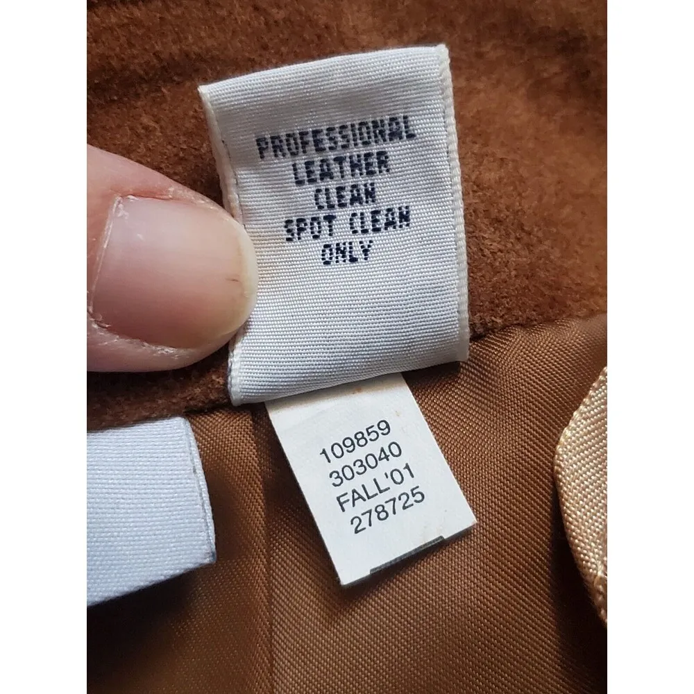 Vintage Old Navy Skirt Women 8 Suede Brown Leather Mini Y2K 2K Millenial Zip - Image 4