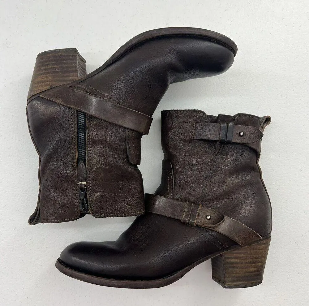 Rag & Bone Size 6.5 Harper Moto Boots Ankle Booties Dark Brown Leather Comfy - Image 3