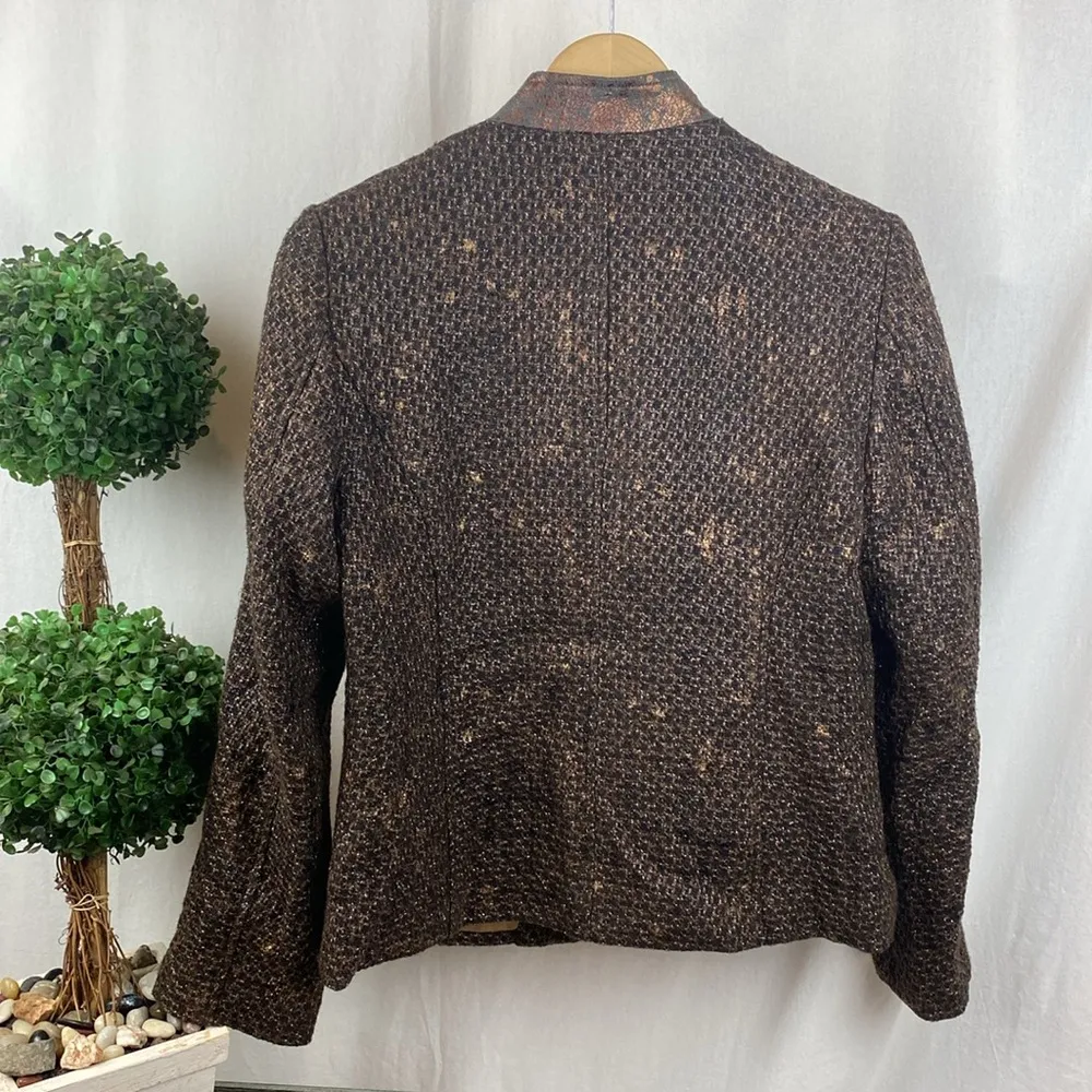 Chico’s Brown & Black Menswear Twist Kellina Long Sleeve Zip Up Jacket NEW 1 S - Image 2