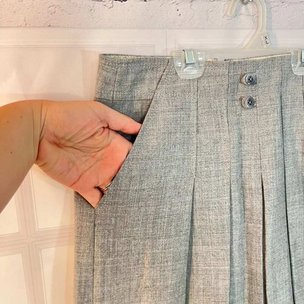 Elevenses Anthropologie Gray Heathered Pleated Wool Mini Skirt Size 0 - Image 2