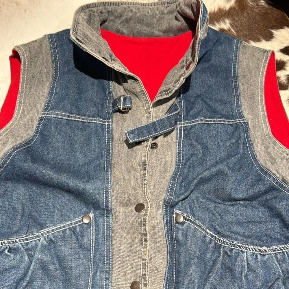 Vintage Denim‎ Acid Wash Vest Izzi Size M Blue Size M - Image 2