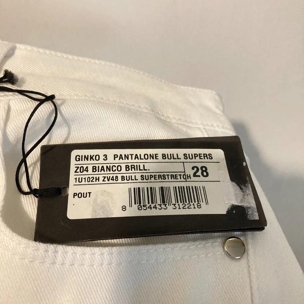 Pinko 'BLACK' women's size 28 super stretch bull denim brill white jeans 30x34 " - Image 7