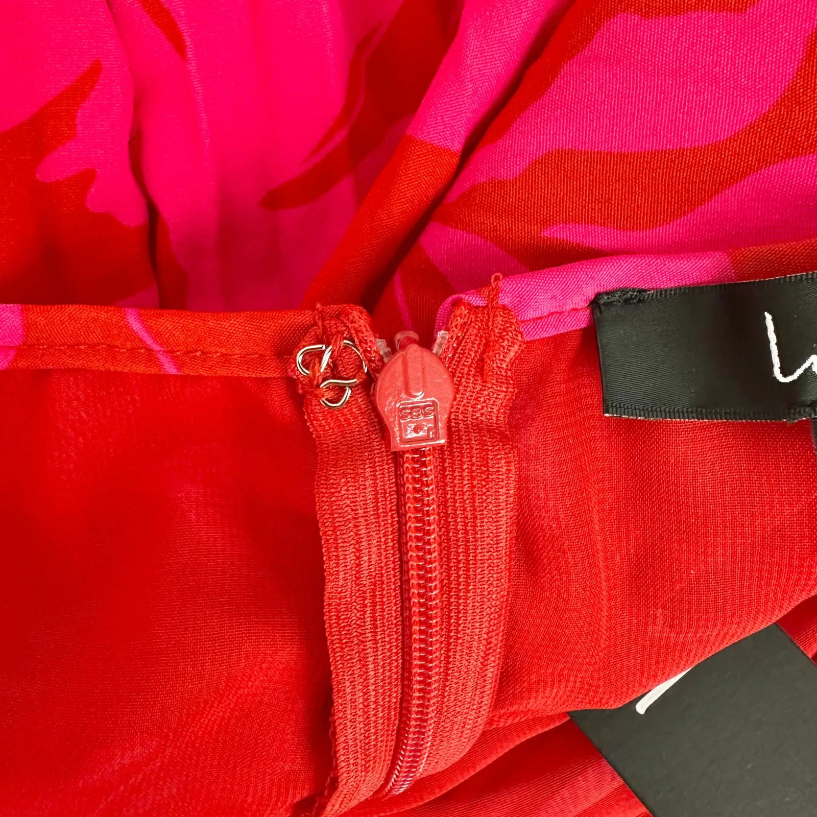 Lulus Vibrant Moment Red and Pink Floral Pleated Lace Up Midi Dress Party XL NWT - Image 14