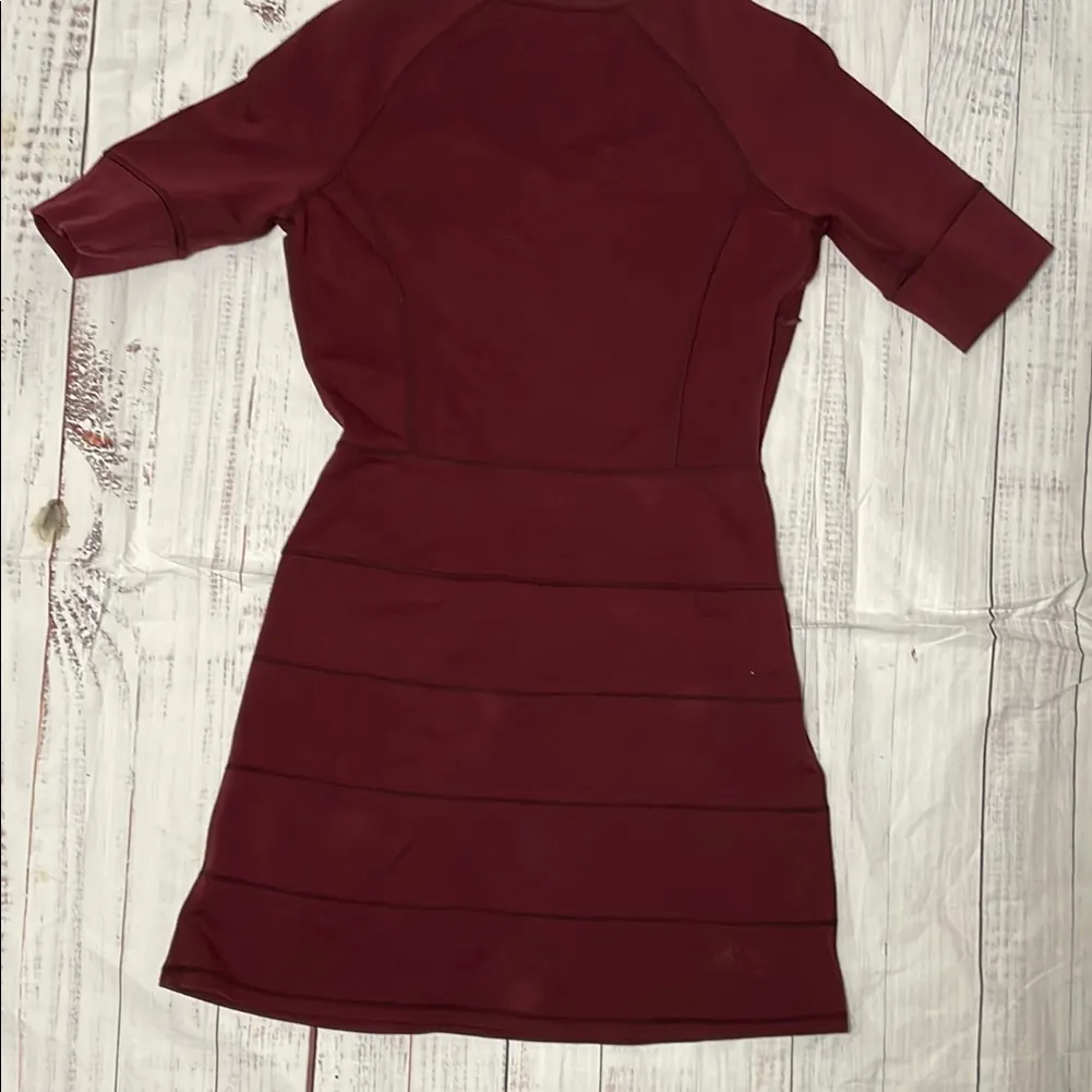 Athleta Red Peplum Sheath Dress 3/4 Raglan Sleeves - Image 4