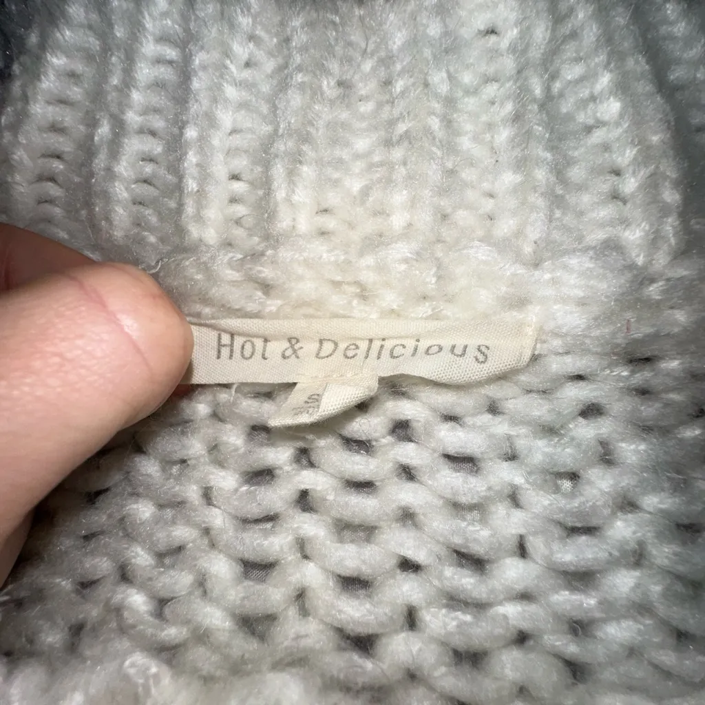 Hot & Delicious Distressed White Sweater - Image 3