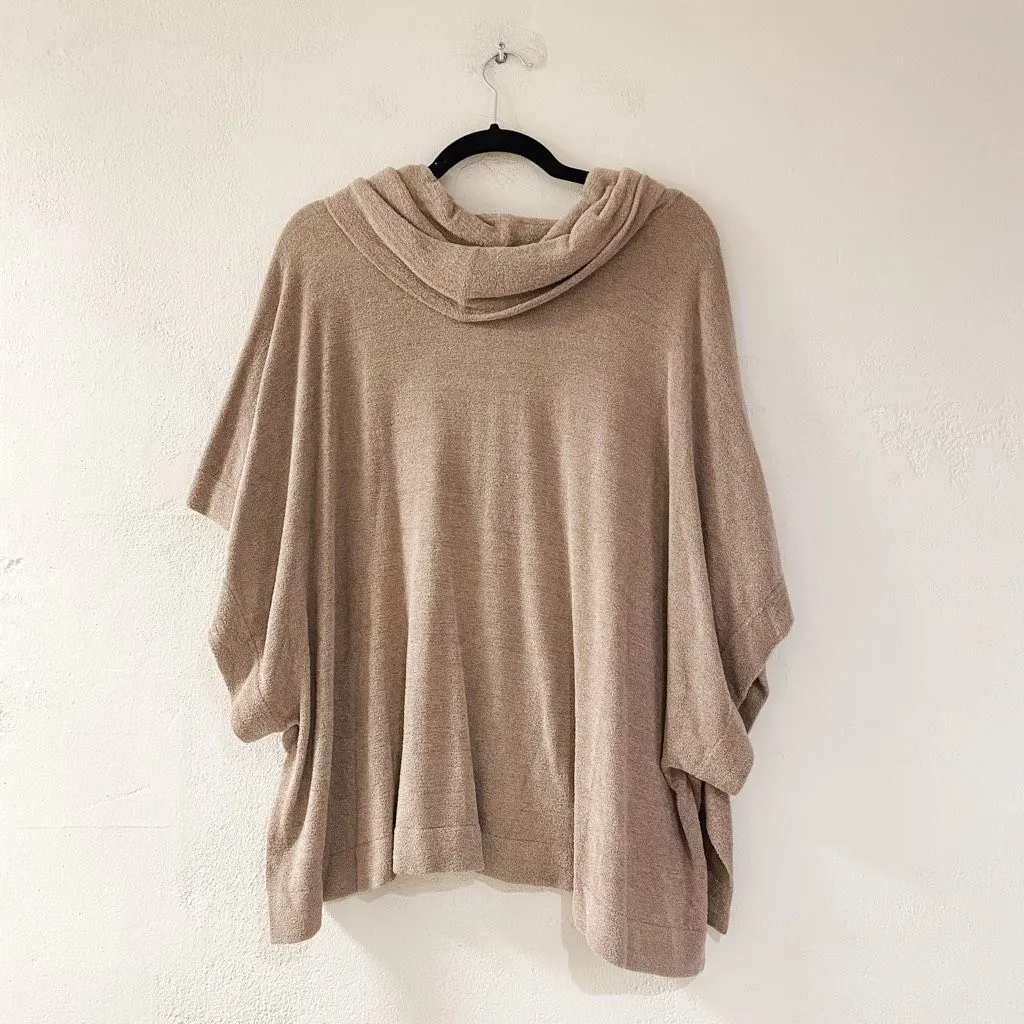 Barefoot Dreams Cozychic Ultra Lite Cowl Neck Poncho in Beige S/M - Image 2