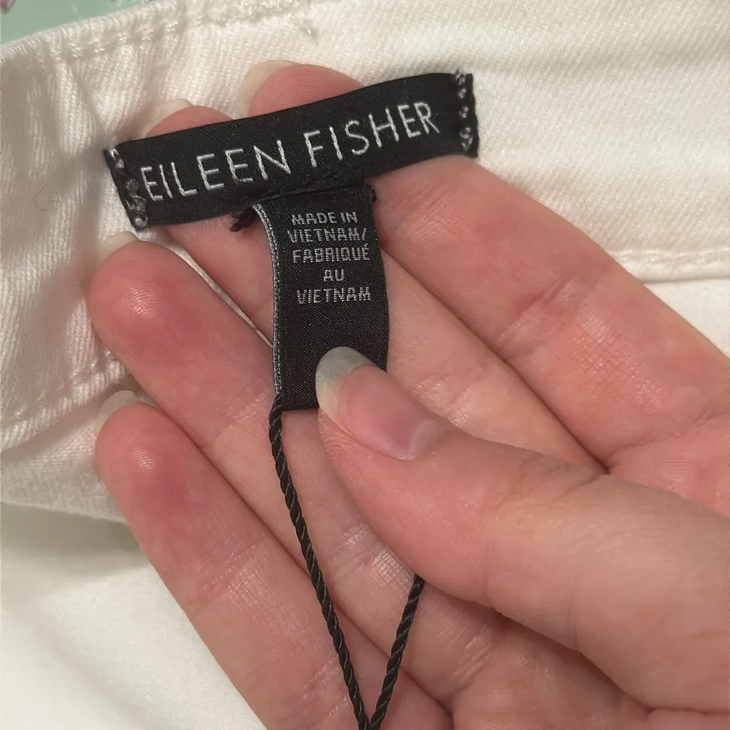 Eileen Fisher Hi-Rise Straight Stretch Denim White Organic Cotton Jeans size 6 - Image 10