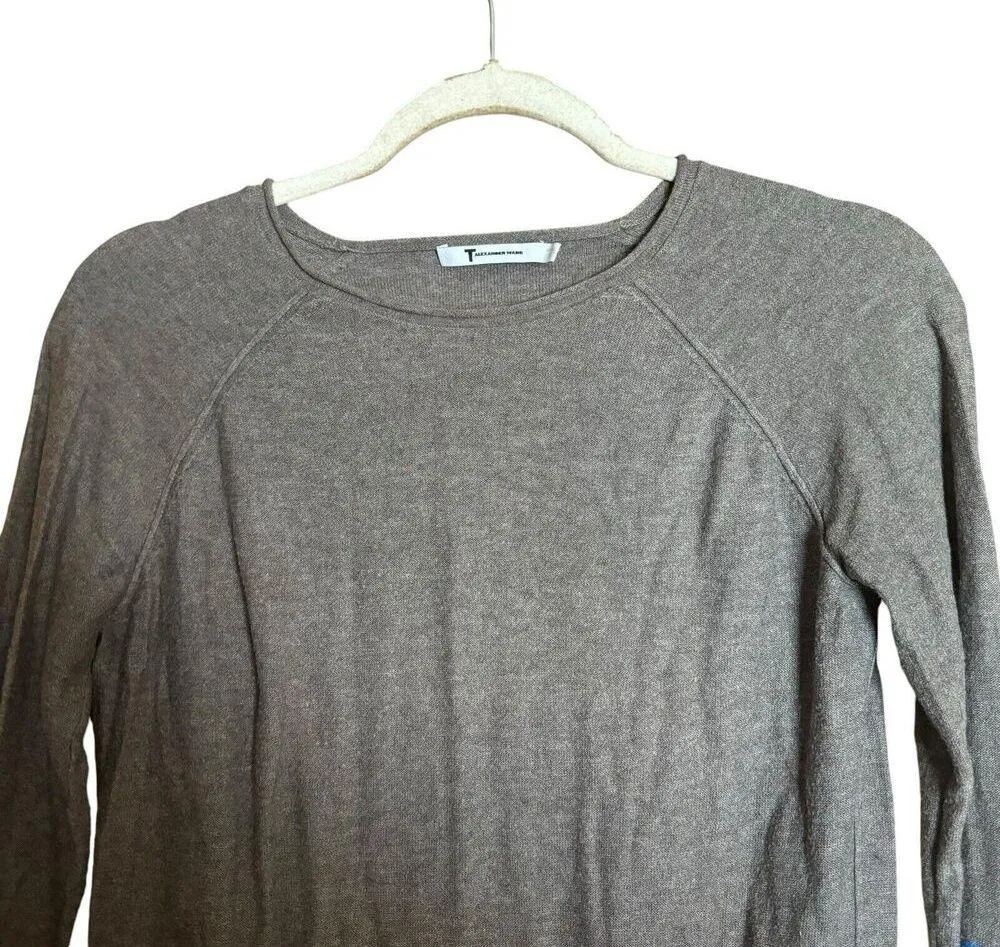 T Alexander Wang Sweater Womens XS Gray Blue Colorblock Wool Silk Blend Pullover - Image 2