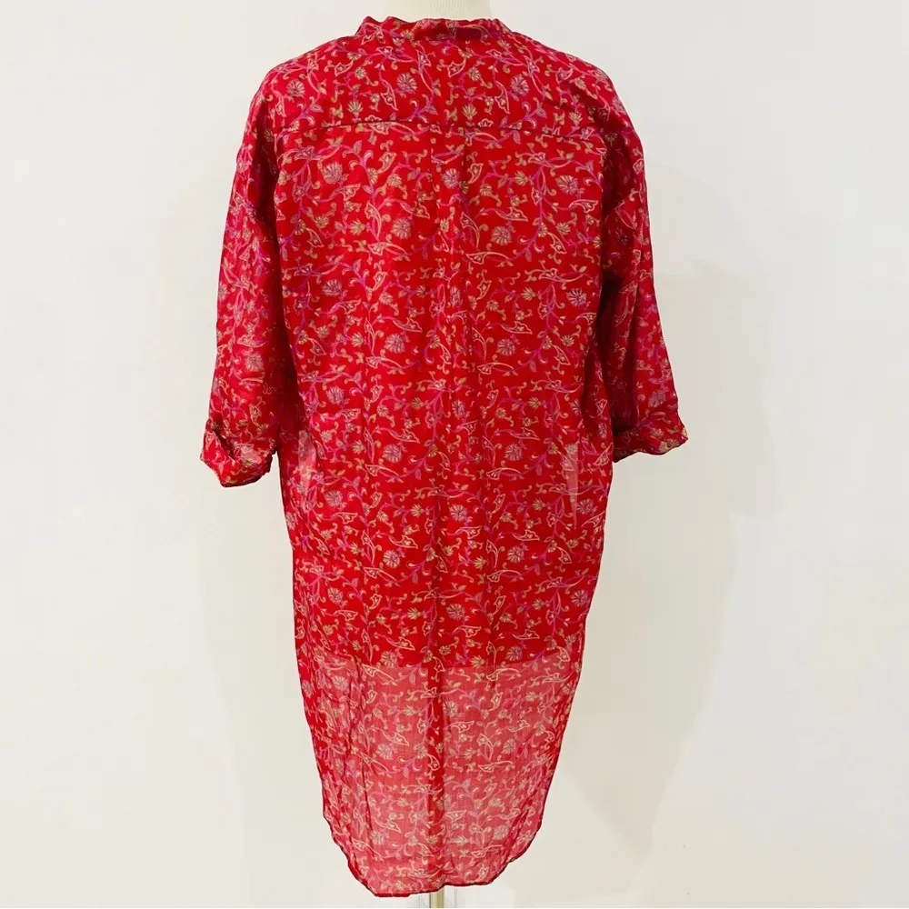 Matta 100% silk 3/4 sleeve button up blouse Red Size undefined - Image 5