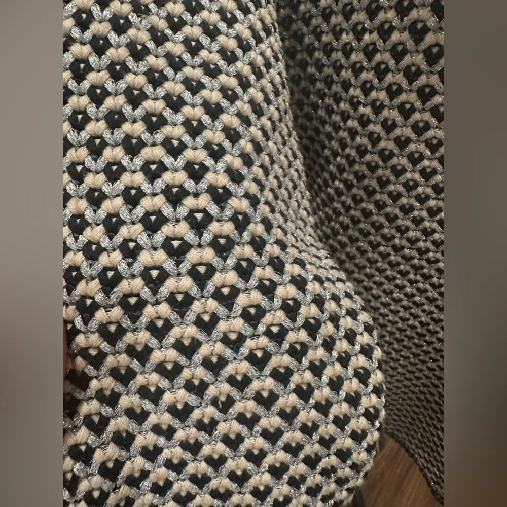 Harper Silver Metallic Treds Long Black Tie Back Sweater - Image 4