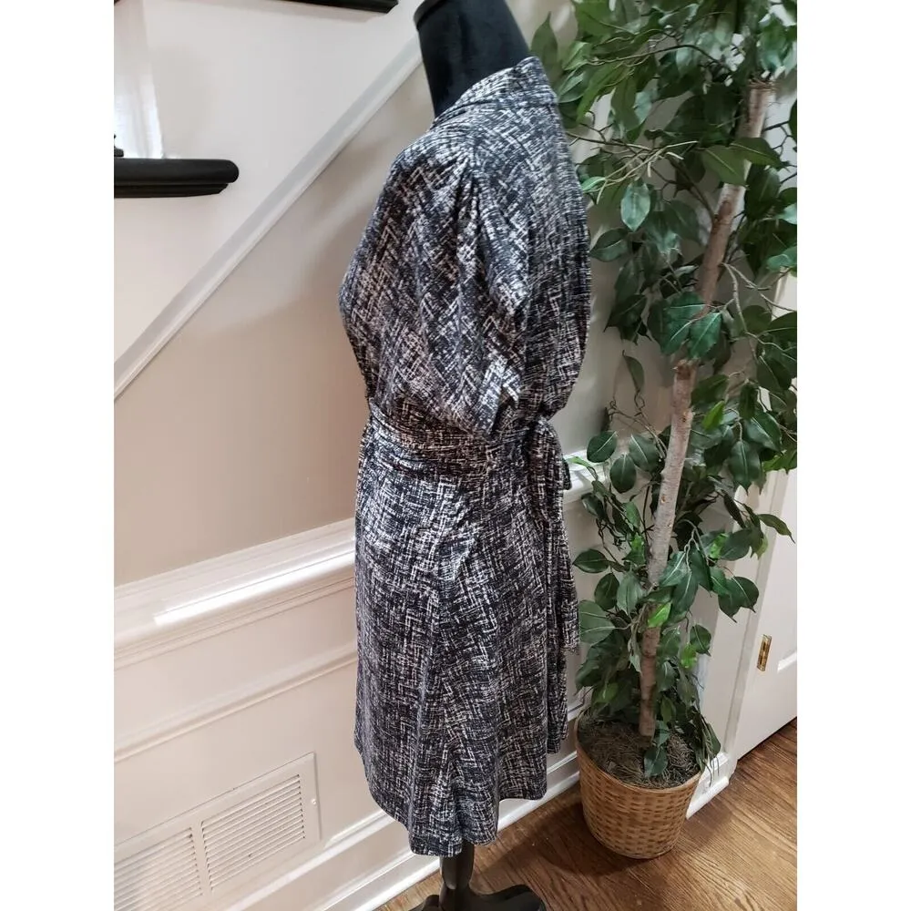 As U Wish Womens Black & White Polyester V-Neck Short Sleeve Knee Length Dress L - Image 6