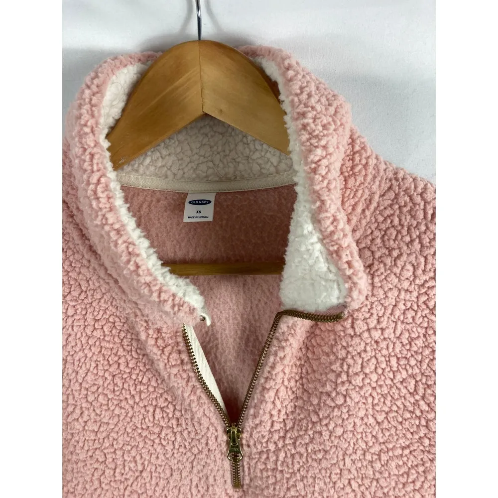 Old Navy  Sherpa 1/4 Zip Pullover light Pink Size xs - Image 3