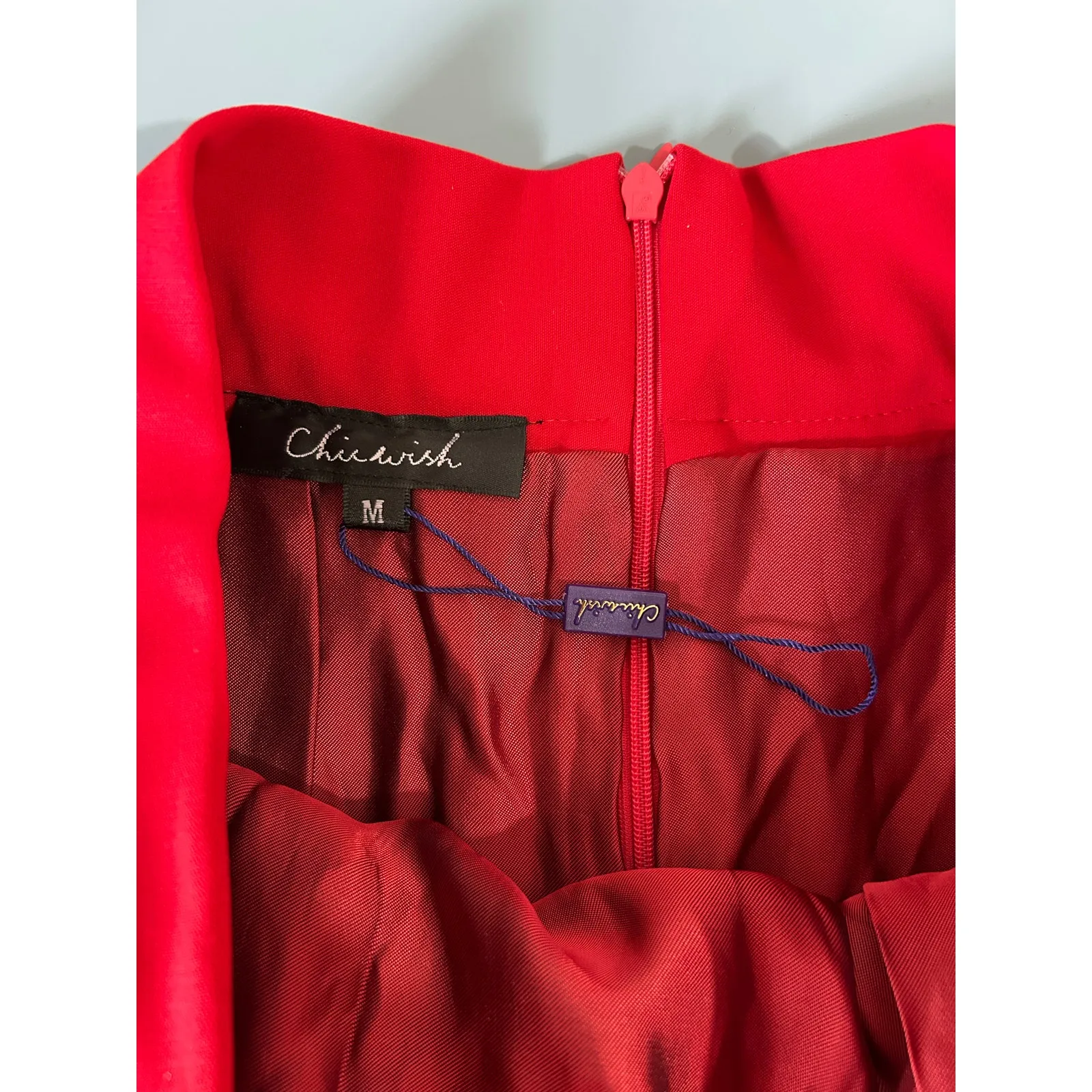 Chicwish red pleated mini skirt with bow size M holiday christmas festive - Image 5