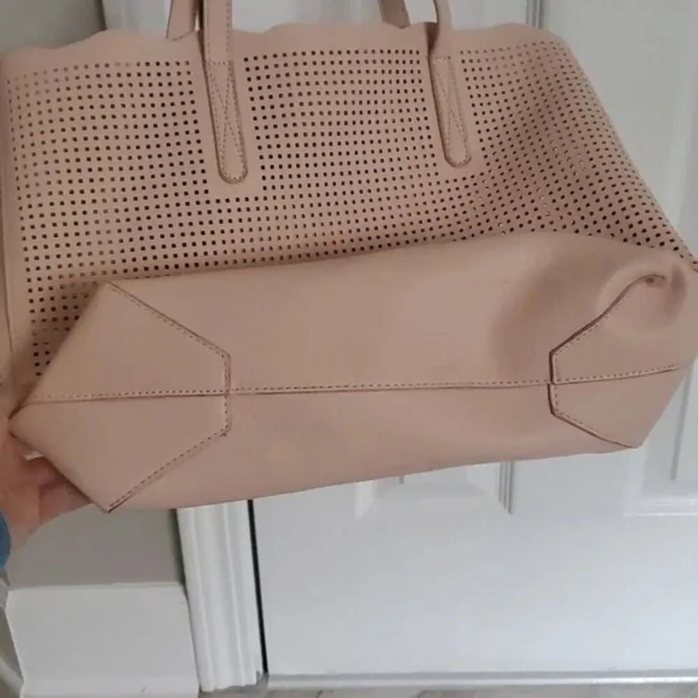 Neiman Marcus Scalloped Top Perforated Reversible Tote - Image 8