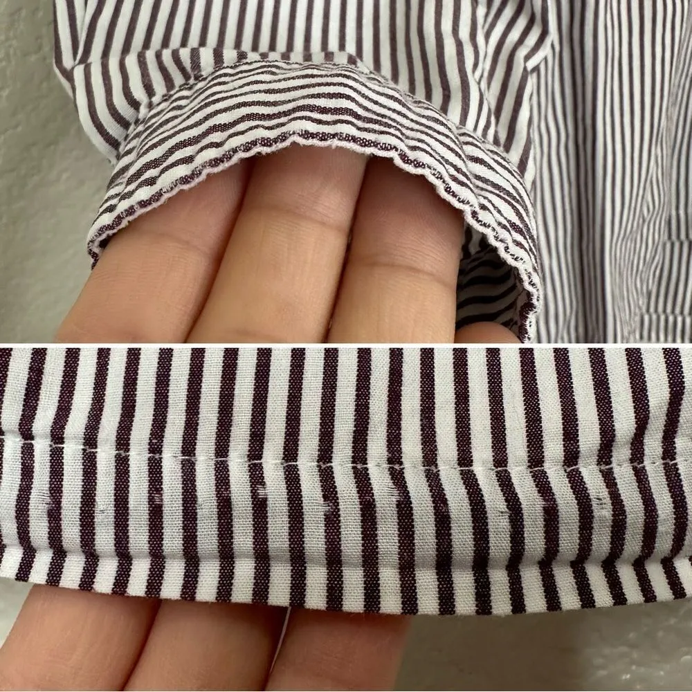 Bobbie Brooks Shoe Appliques Purple White Striped Button Down Shirt - Image 12