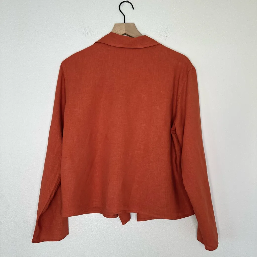 Aritzia Wilfred Free Aperitif Linen Blend Tie Front Top SZ XS Orange/Rust Flaw Orange - Image 2