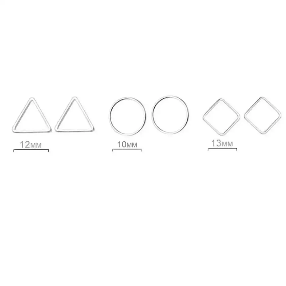 Silver Hollow Triangle Stud Earrings | 925 Sterling Silver‎ - Image 7