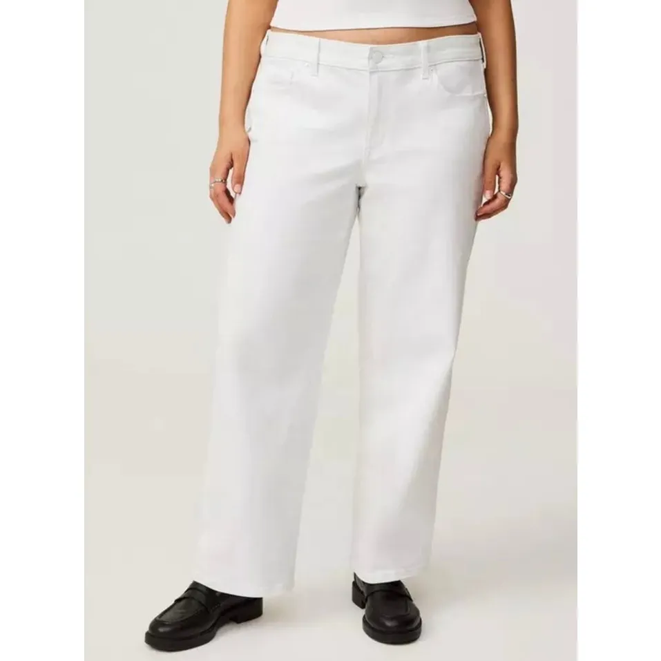 Torrid‎ Cotton White Perfect Wide Leg Vintage Stretch Mid Rise Jeans Size 10T - Image 2