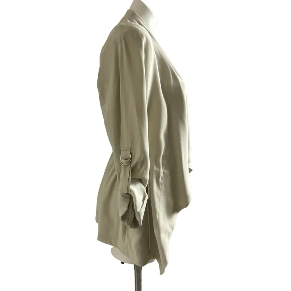 Zara Beige Fluid Oversized Drape Open Front Roll Tab Drawstring Waist Jacket - Image 2