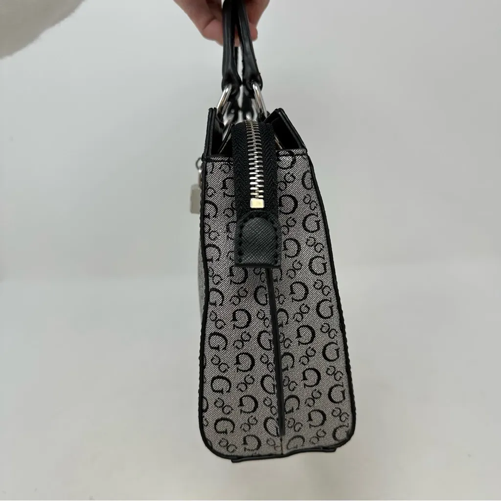 Guess Meera Mini PVC Signature Print‎ Top Handle Bag Black - Image 6