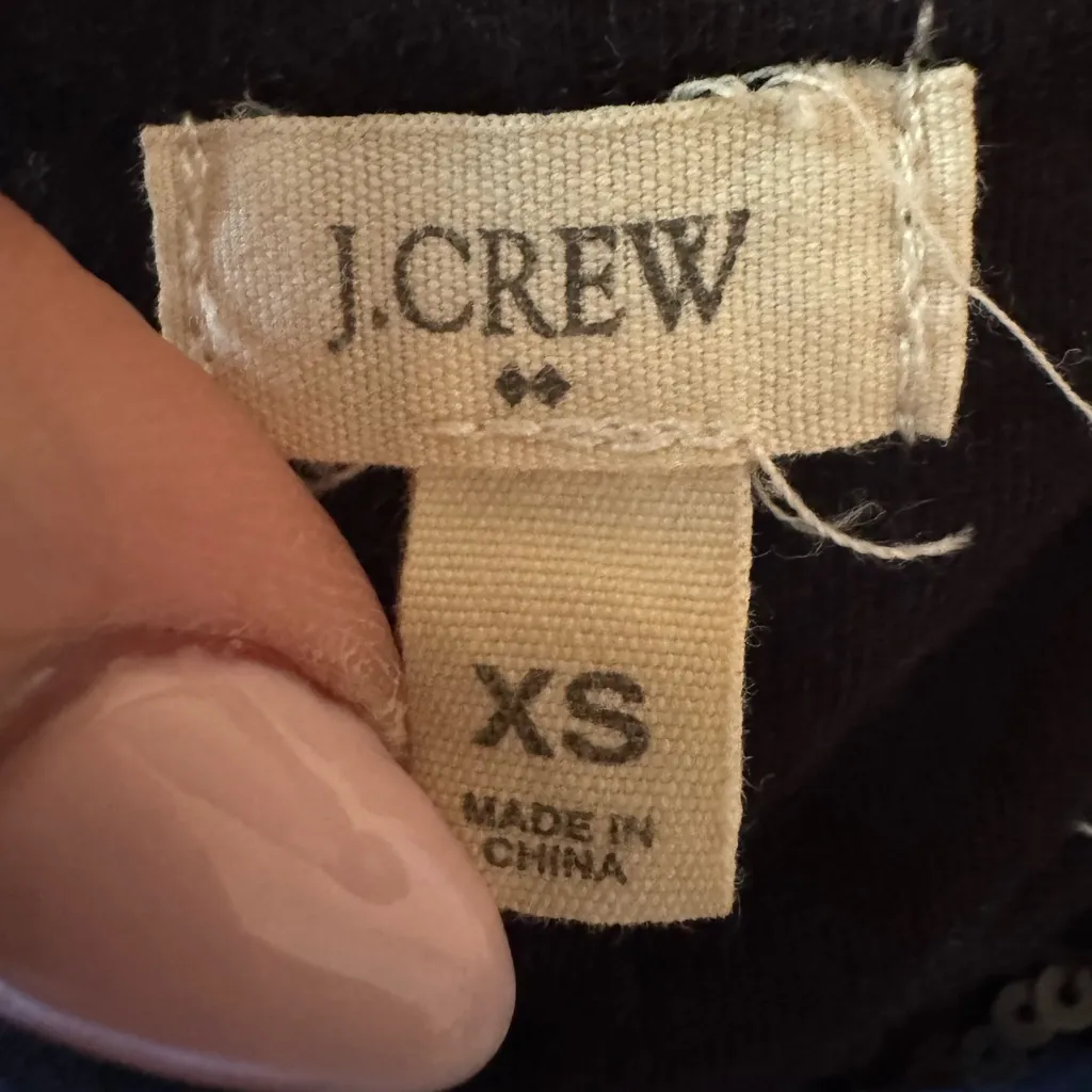 J. Crew Black Sequin Top with White Accents - Image 2