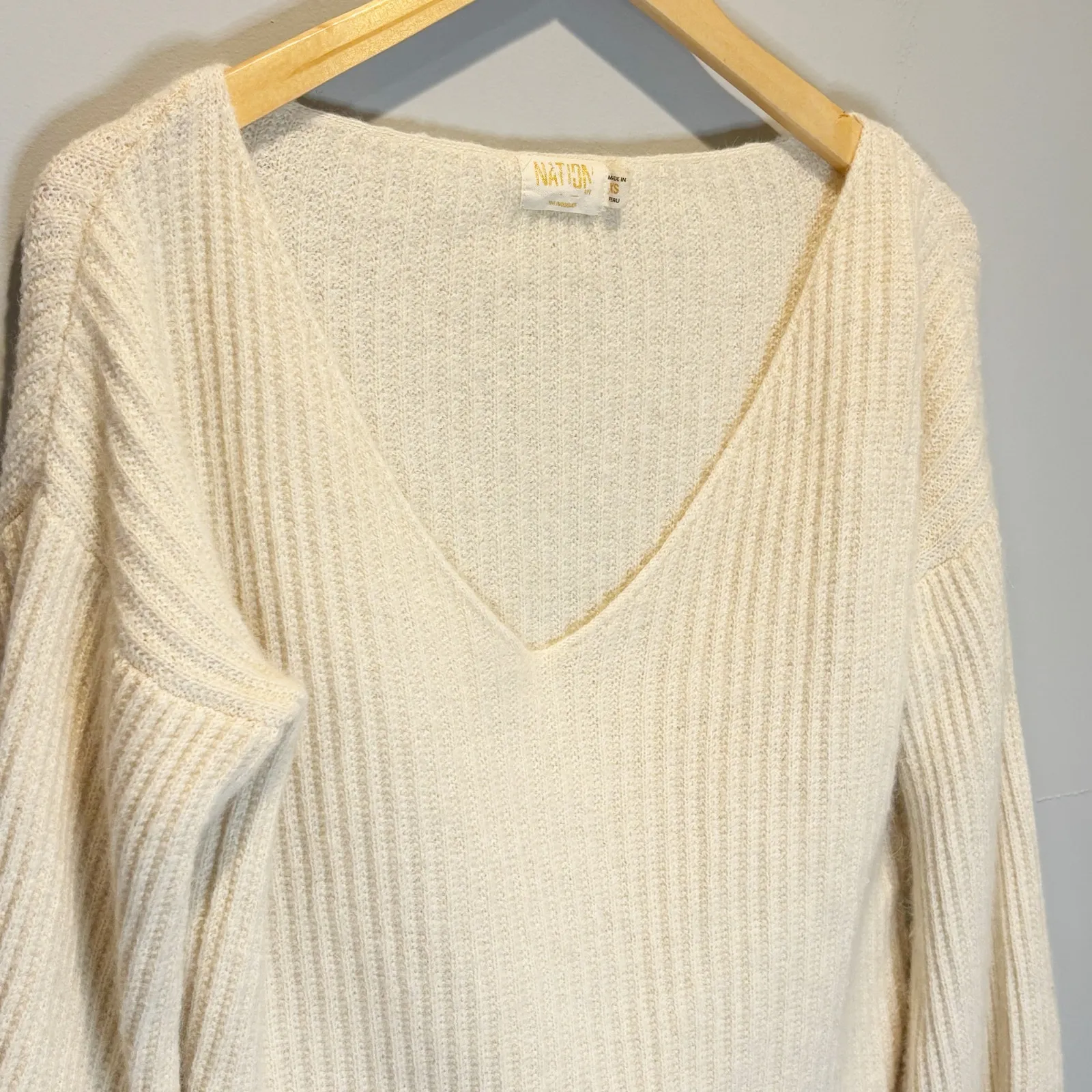 Nation LTD Cream Balloon Sleeve Baby Alpaca Sweater - size XS - Image 2
