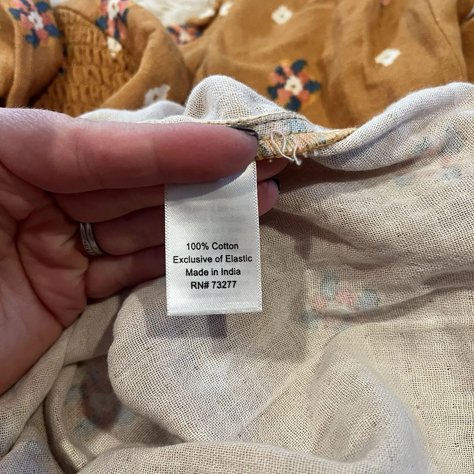 Sonoma Peasant Top Women XL Mustard Floral Peasant Boho Cottagecore Girly Cotton - Image 10