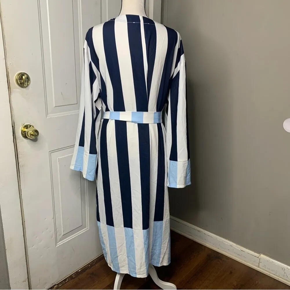 Eloquii mixed striped blue duster‎ kimono cardigan light jacket size 24 - Image 8