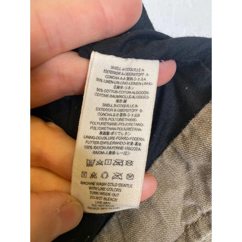 Free People Linen Faux Leather Moto Jacket Zipper Snaps Sz 12 Black Tan Women’s - Image 8