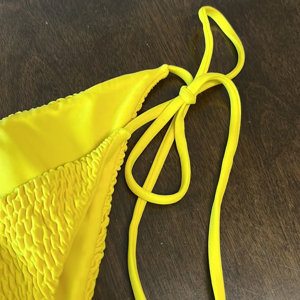  Tula Rosa Yellow String Tie Smocked Bikini Bottom Large - Image 4