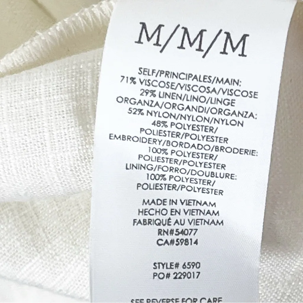 CABI Laguna Cream Linen Blend Slip Dress And Duster Dress Set #6590, Size Medium - Image 4