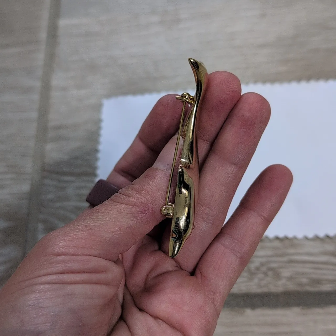 Gold Dolphin Brooch Pin | Vintage Dolphin Brooch With CZ Eye - Image 4