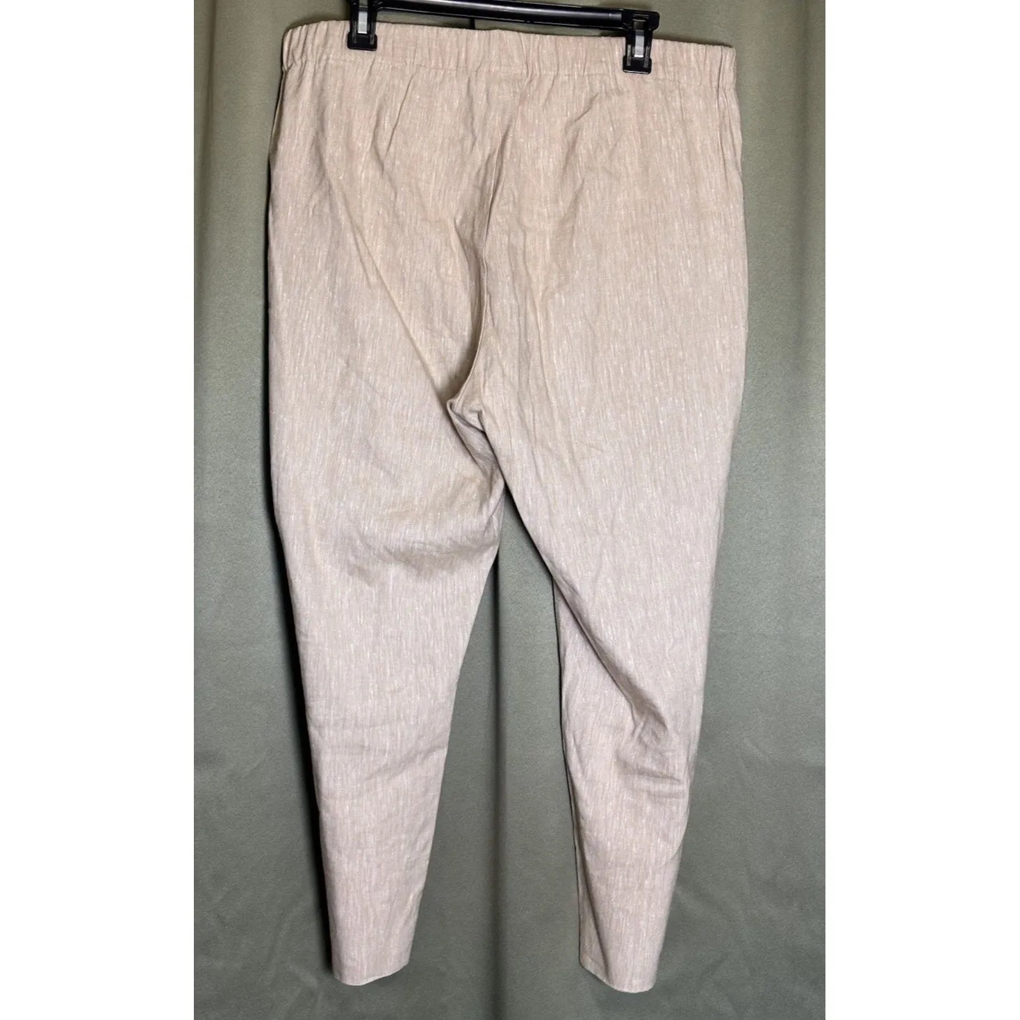 J Jill Pants Women Large Beige Linen Stretch Pull On Taper Casual Beachy Career - Image 2
