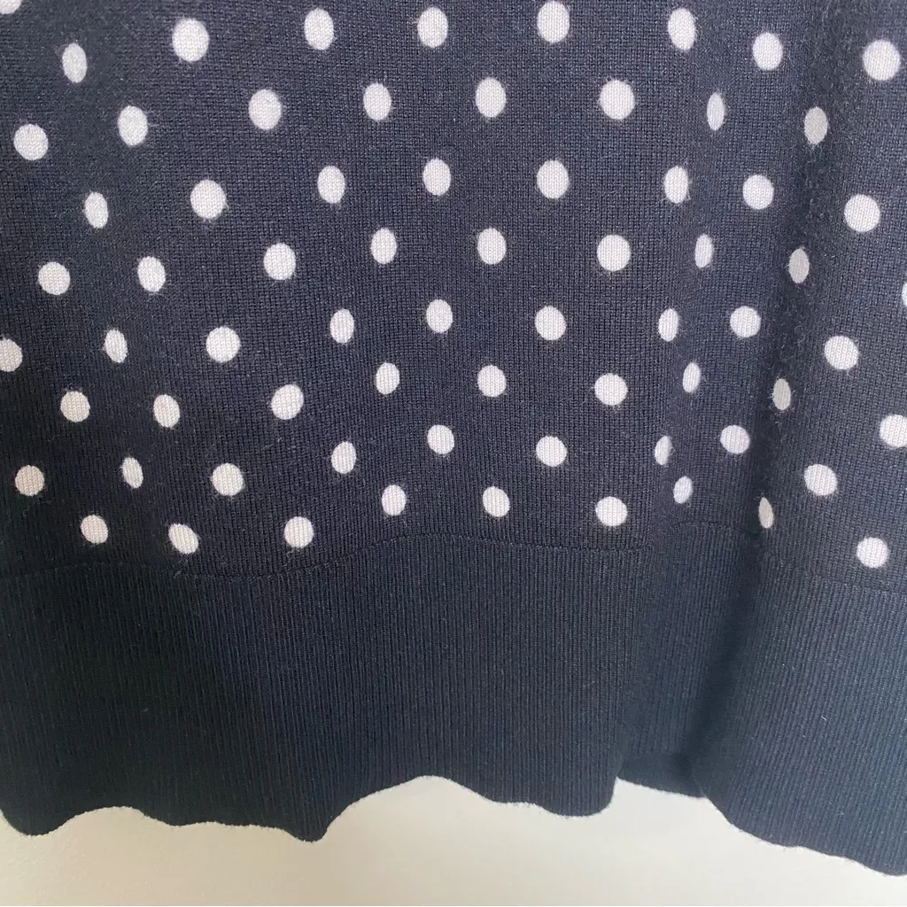 White House Black Market Polka Dot Chiffon Ruffle Front Cardigan Sweater  L - Image 11