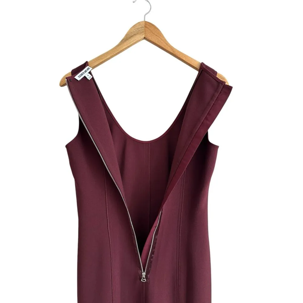 NEW Elizabeth and James Mireille Scoop Neck Sleeveless Ponte Burg Midi Dress 4 - Image 11