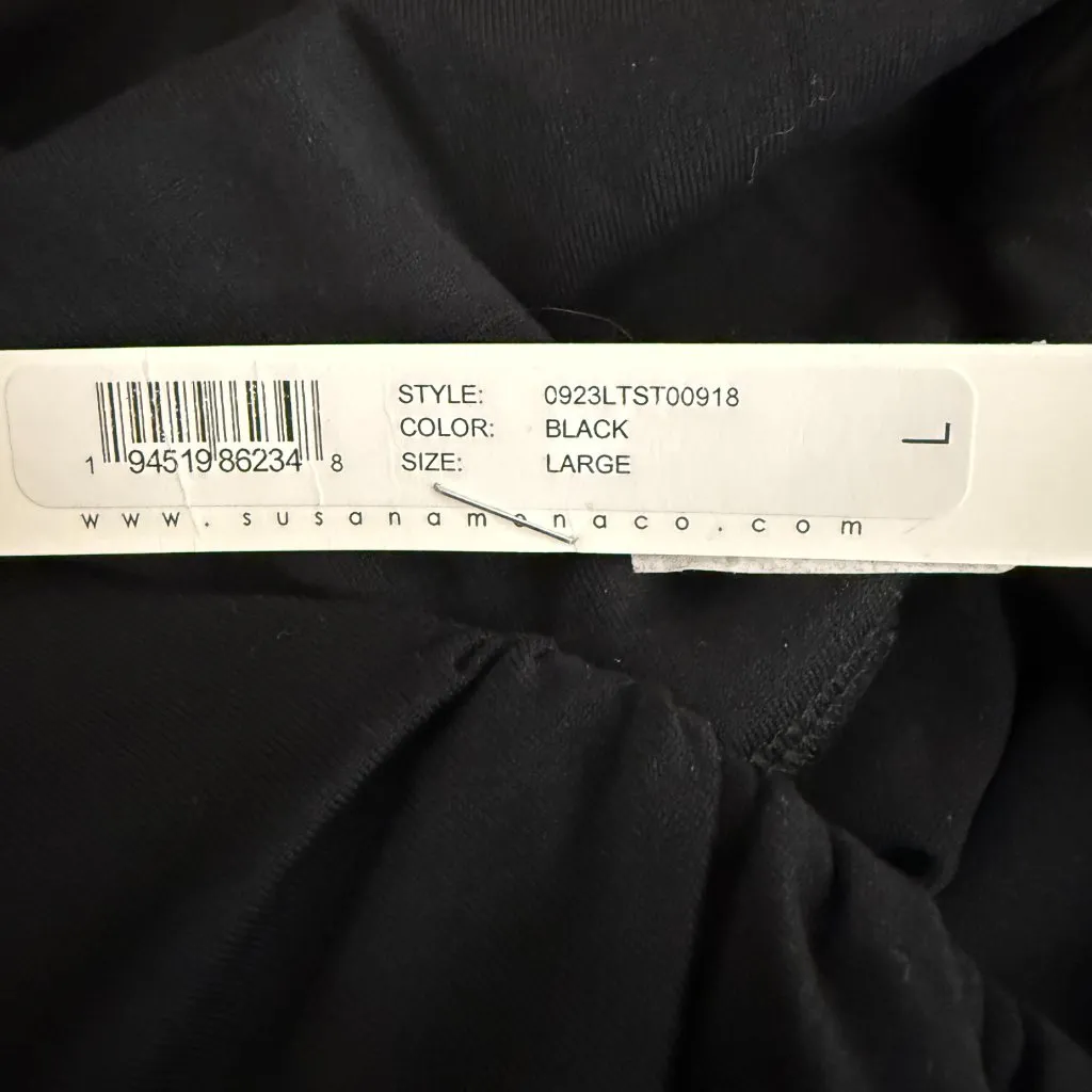 Susana Monaco V Wire Center Gathered Long Sleeve Top Women's Large Black NWT - Image 14