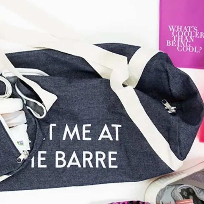 PRIVATE PARTY ‘Meet Me At The Barre’ Denim Gym Bag - Image 3