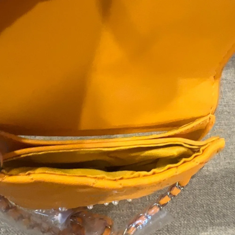 NWT Badgley Mischka‎ women's phone camera bag in yellow with pearl accents - Image 3