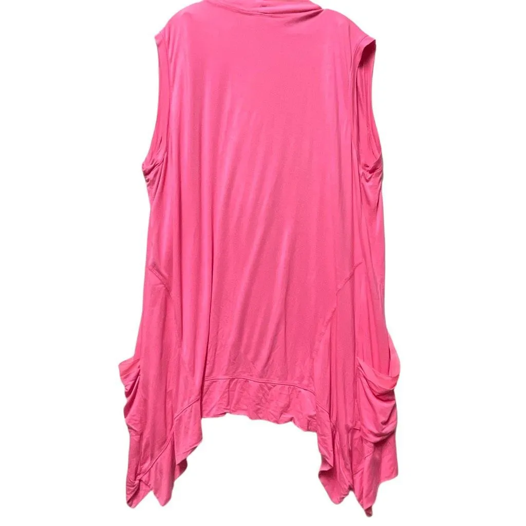 LOGO Lori Goldstein size L Cardigan vest silky crepe flowy high low - Image 2