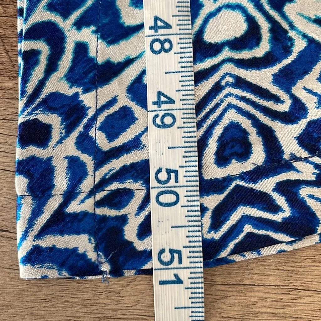 Oscar De La Renta Pink Label Womens Printed Satin Kaftan Nightgown Blue Large - Image 9