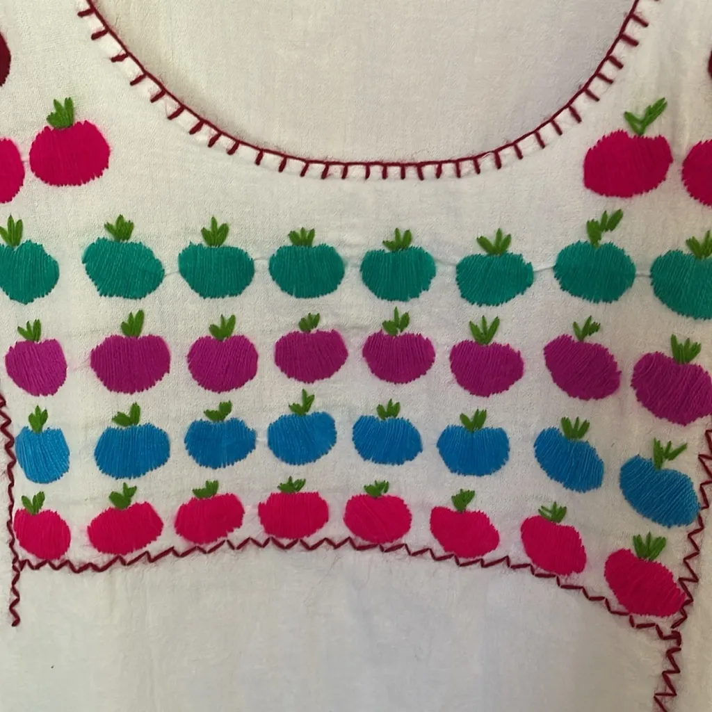 Handmade  Mexican Apple Embroidered Top Small - Image 2