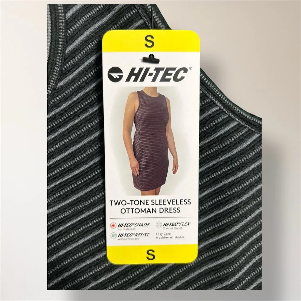 New Hi Tec S Black Gray Striped Knit Sleeveless Mini Dress Pocket‎ Active Gym - Image 7